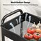 3 Tier Rolling Cart - Metal Utility Cart with 3 Hanging Cups & 4 Hooks, 66LBS Capacity, Mesh Rolling Storage Cart Organizer, Easy Assembly, Rolling Carts with Wheels for Kitchen Office